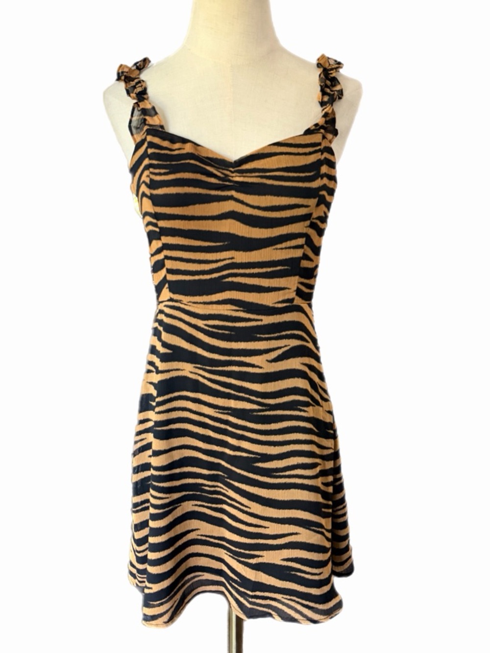 All in Favor Black and Tan Tiger Zebra Print Mini Dress